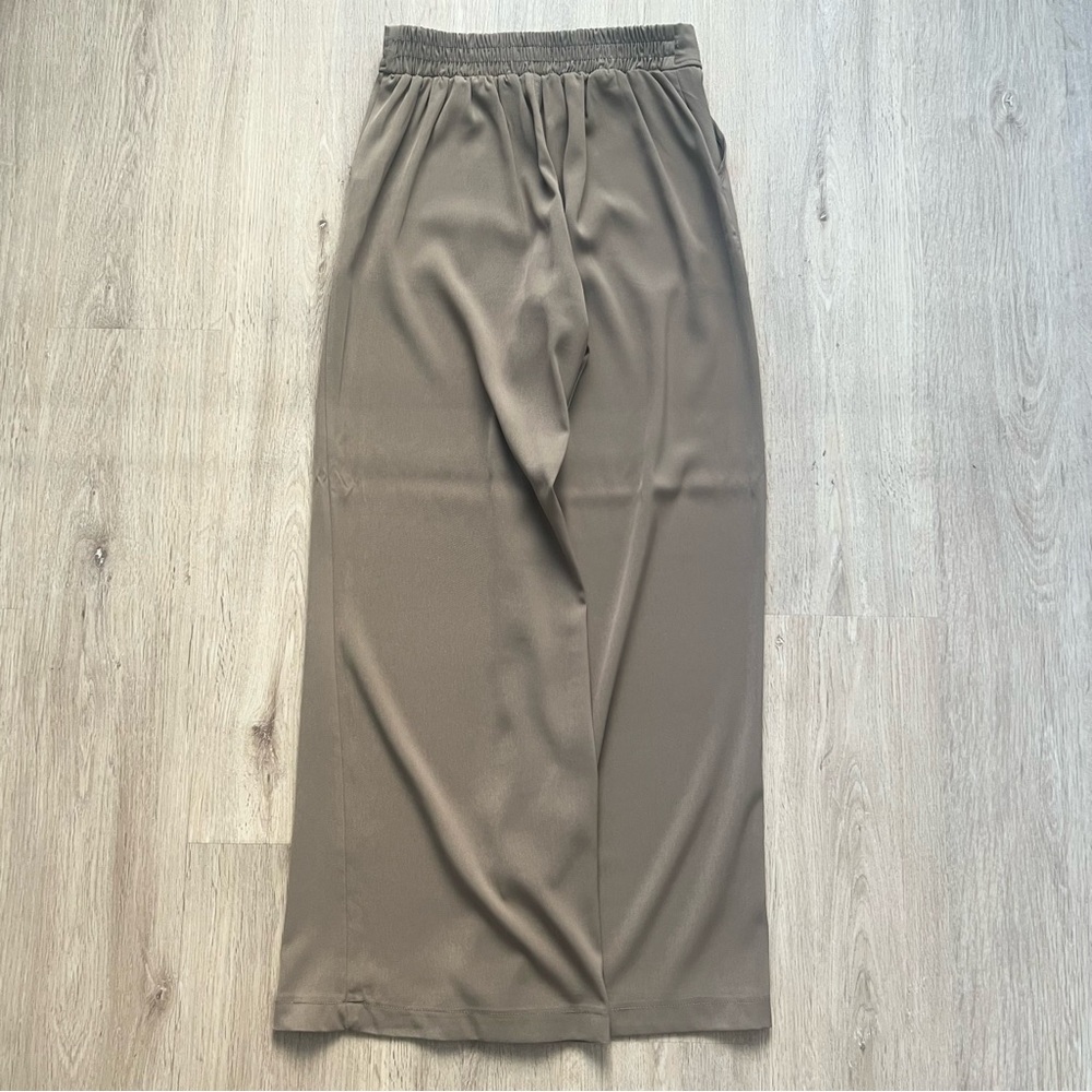 Max Studio Dress Pants Women’s XS Tan Wide Leg Stretch Trousers Pockets - Picture 4 of 5